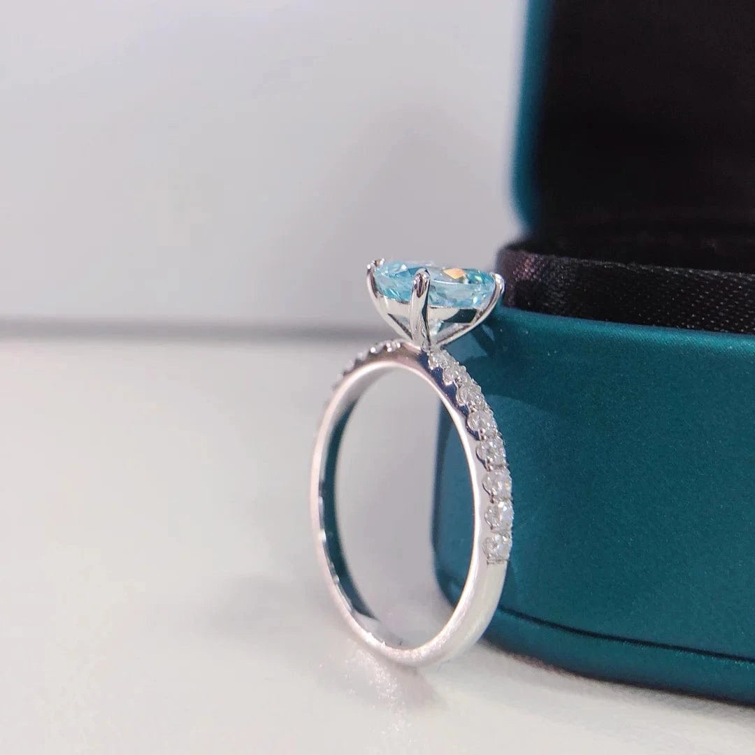 s925 sterling silver fine engagement jewelry 18k gold plated 1.5ct aquamarine oval cubic zircon ring for girl gift
