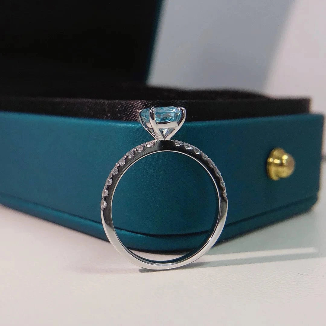 s925 sterling silver fine engagement jewelry 18k gold plated 1.5ct aquamarine oval cubic zircon ring for girl gift