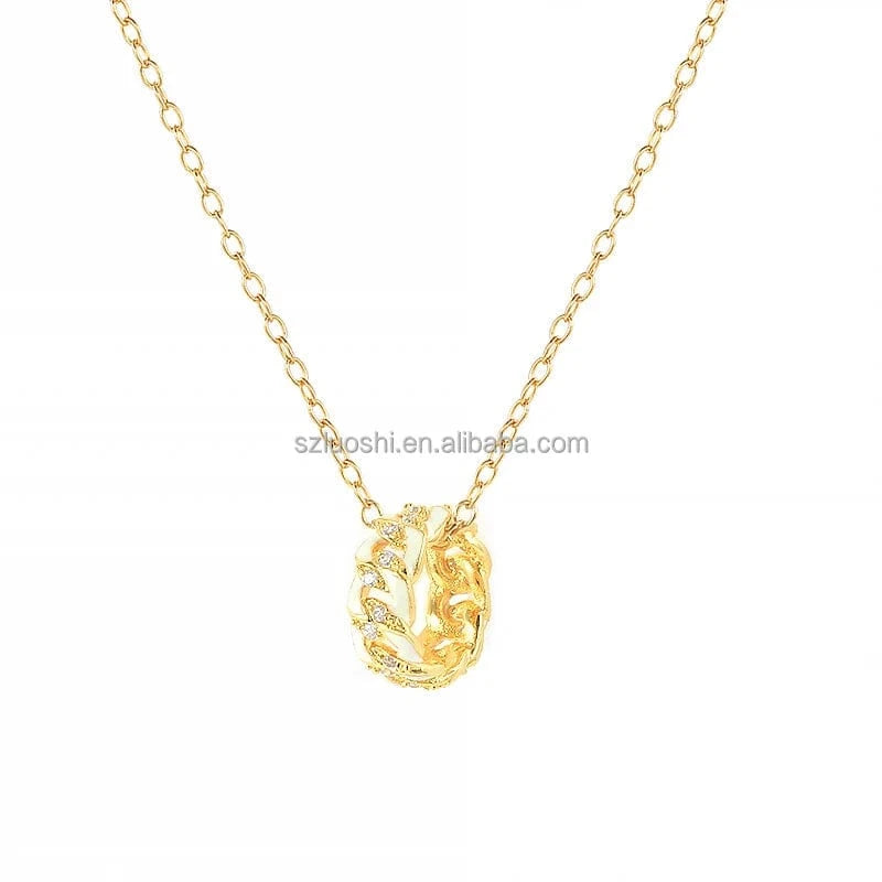 S925 Sterling Silver Neckalce / Yellow Gold-White 2024 S925 Sterling Silver Colorful Enamel Circle Chain Women's Pendant 18k Gold Plated Clavicle Necklaces Jewelry