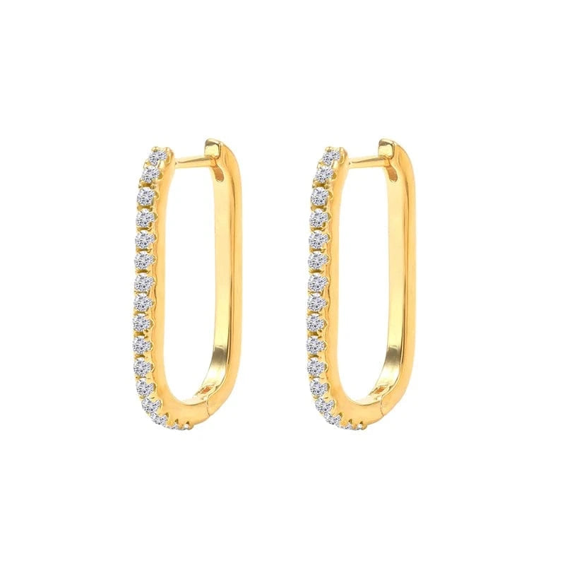 S925 sterling silver U-shaped micro-inlaid colorful zircon personalized trendy hoop earrings jewelry for women