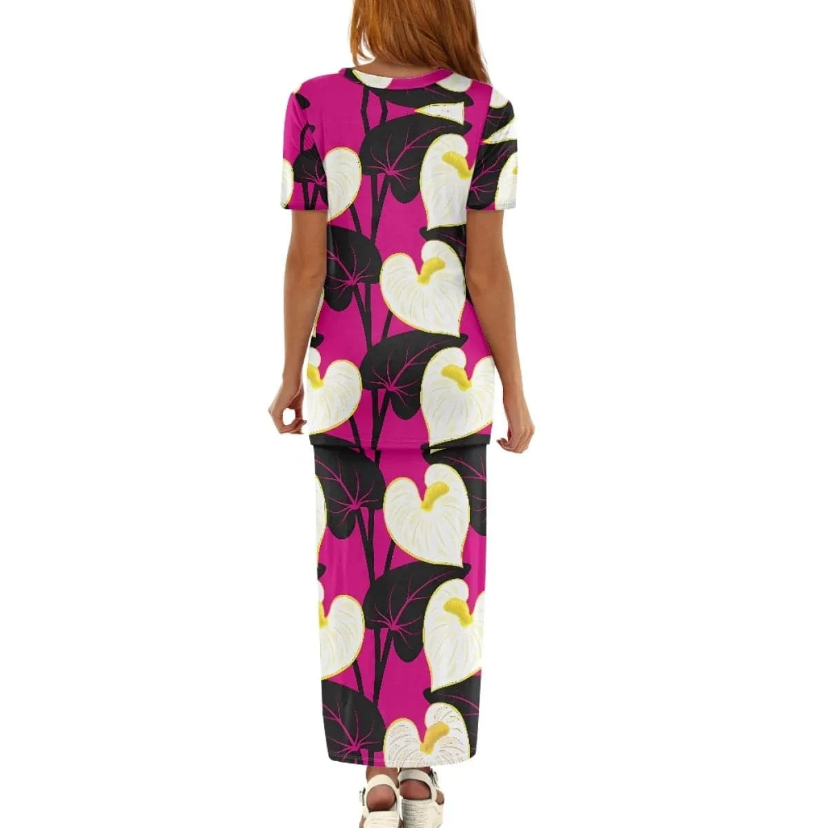 Samoan Puletasi Polynesian Tribal Clothing Print Customized Women Two Piece Islander Style Dress Sets Linen Dresses for Women