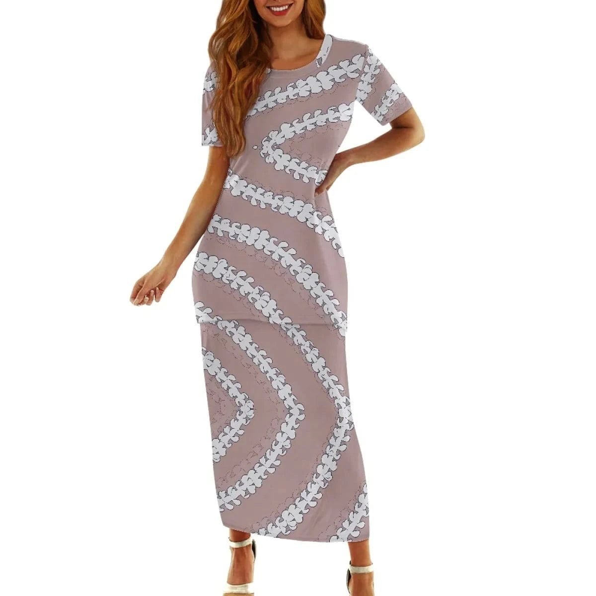Samoan Puletasi Polynesian Tribal Clothing Print Customized Women Two Piece Islander Style Dress Sets Linen Dresses for Women