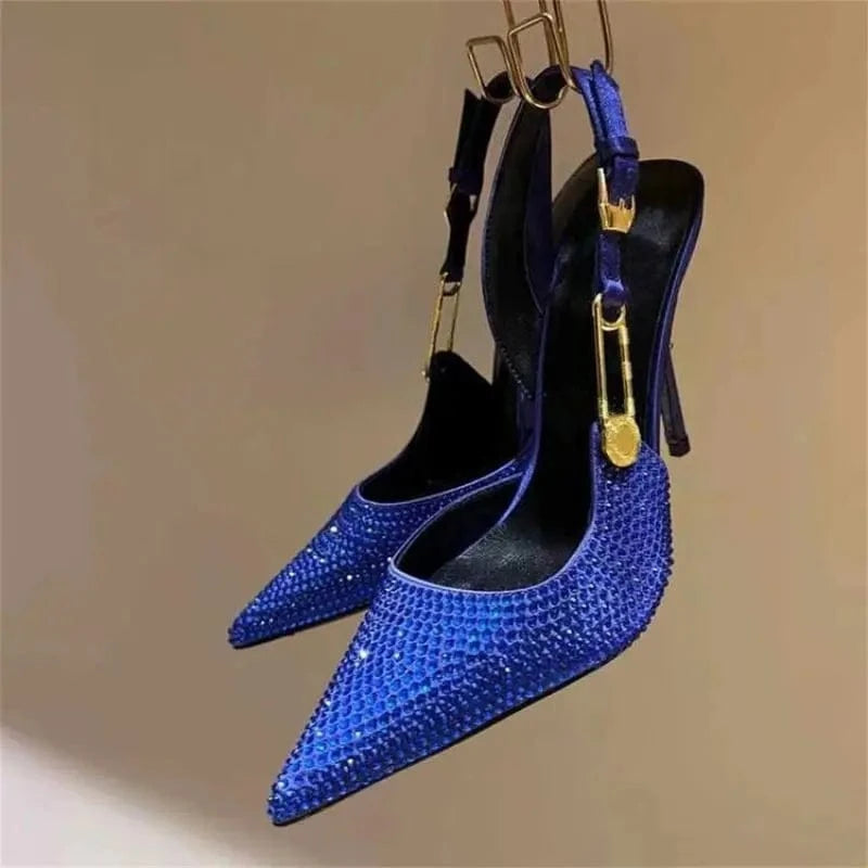 Sandale Pour Femme Summer Fashion Shoes Open Toe  Rhinestone Block Heels for Ladies