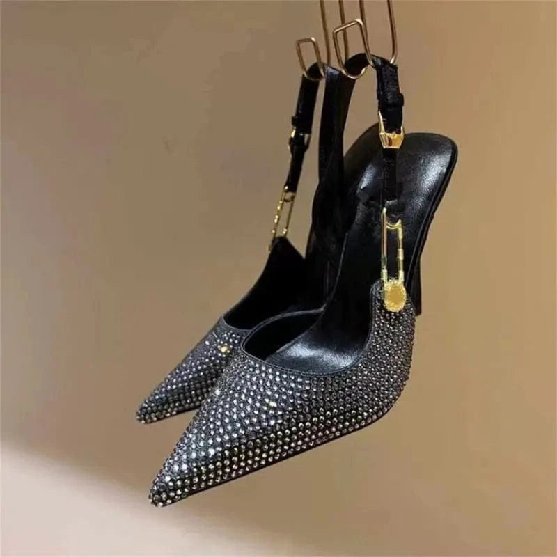Sandale Pour Femme Summer Fashion Shoes Open Toe  Rhinestone Block Heels for Ladies