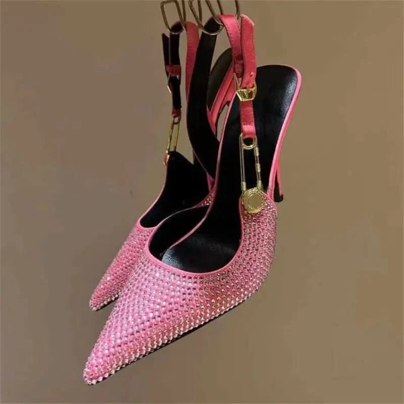 Sandale Pour Femme Summer Fashion Shoes Open Toe  Rhinestone Block Heels for Ladies
