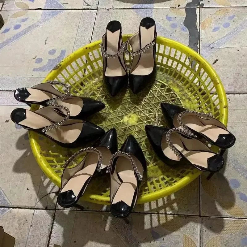 Sandales A Talons Hauts Design Fashion Elegant Ladies Sexy Rhinestone Dress Shoes Women Pointy Toe Stiletto High Heeled Sandals