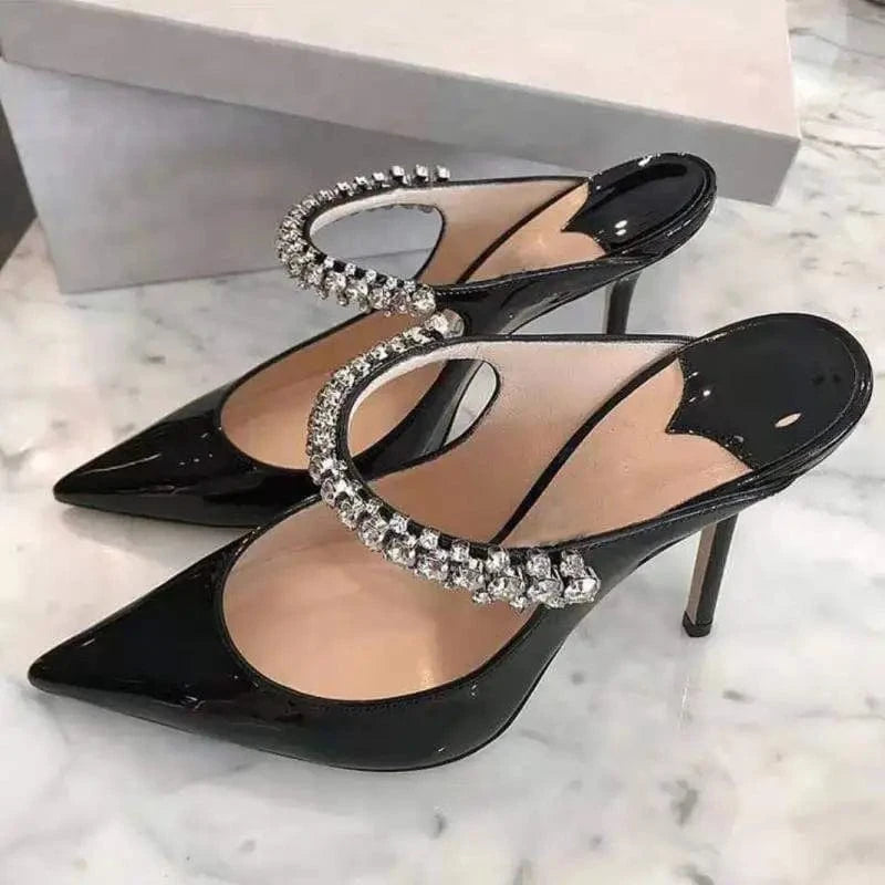 Sandales A Talons Hauts Design Fashion Elegant Ladies Sexy Rhinestone Dress Shoes Women Pointy Toe Stiletto High Heeled Sandals
