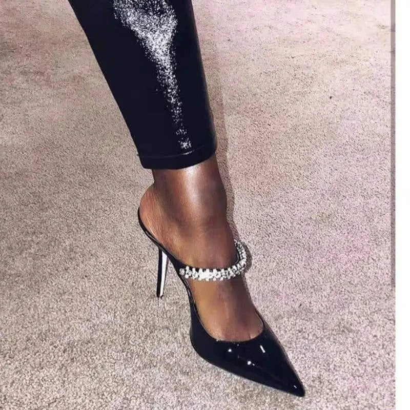 Sandales A Talons Hauts Design Fashion Elegant Ladies Sexy Rhinestone Dress Shoes Women Pointy Toe Stiletto High Heeled Sandals