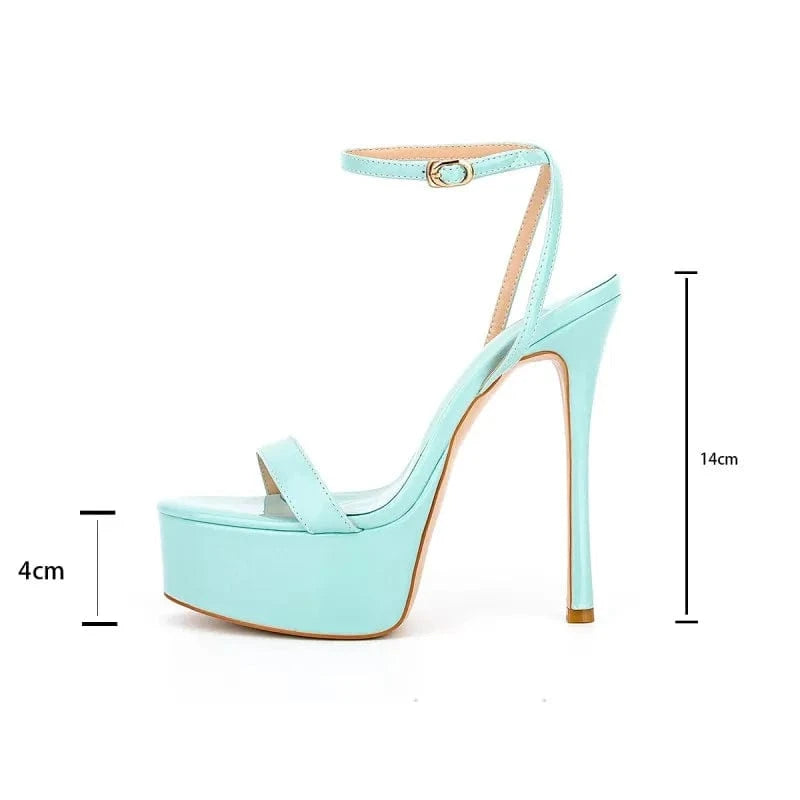 Sandalias Con Plataforma Latest Women Stiletto Heel Dress Shoes Open Toe Thin High Heel Ankle Strap Platform Sandals For Ladies