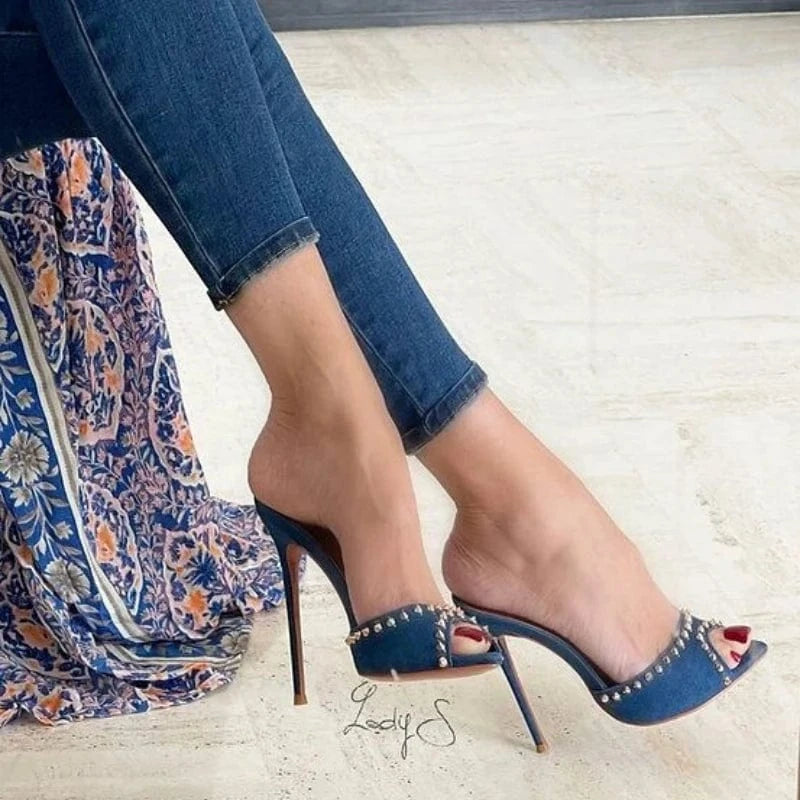 Sandalias Elegant Peep Open Toe Shoes Heels Beautiful Rhinestone Luxury Designer Talons Femme Mature Sexy Suede for Ladies Women