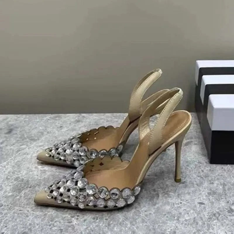 Sandalias Elegantes Big Diamond Pointed Toe Sandal Fashion Shoes New Heels for ladies