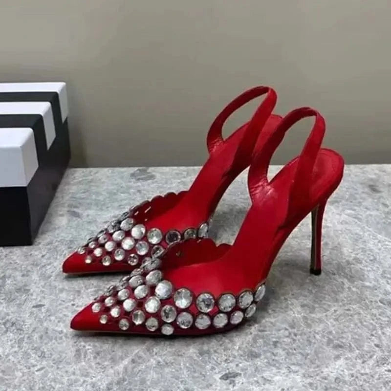 Sandalias Elegantes Big Diamond Pointed Toe Sandal Fashion Shoes New Heels for ladies