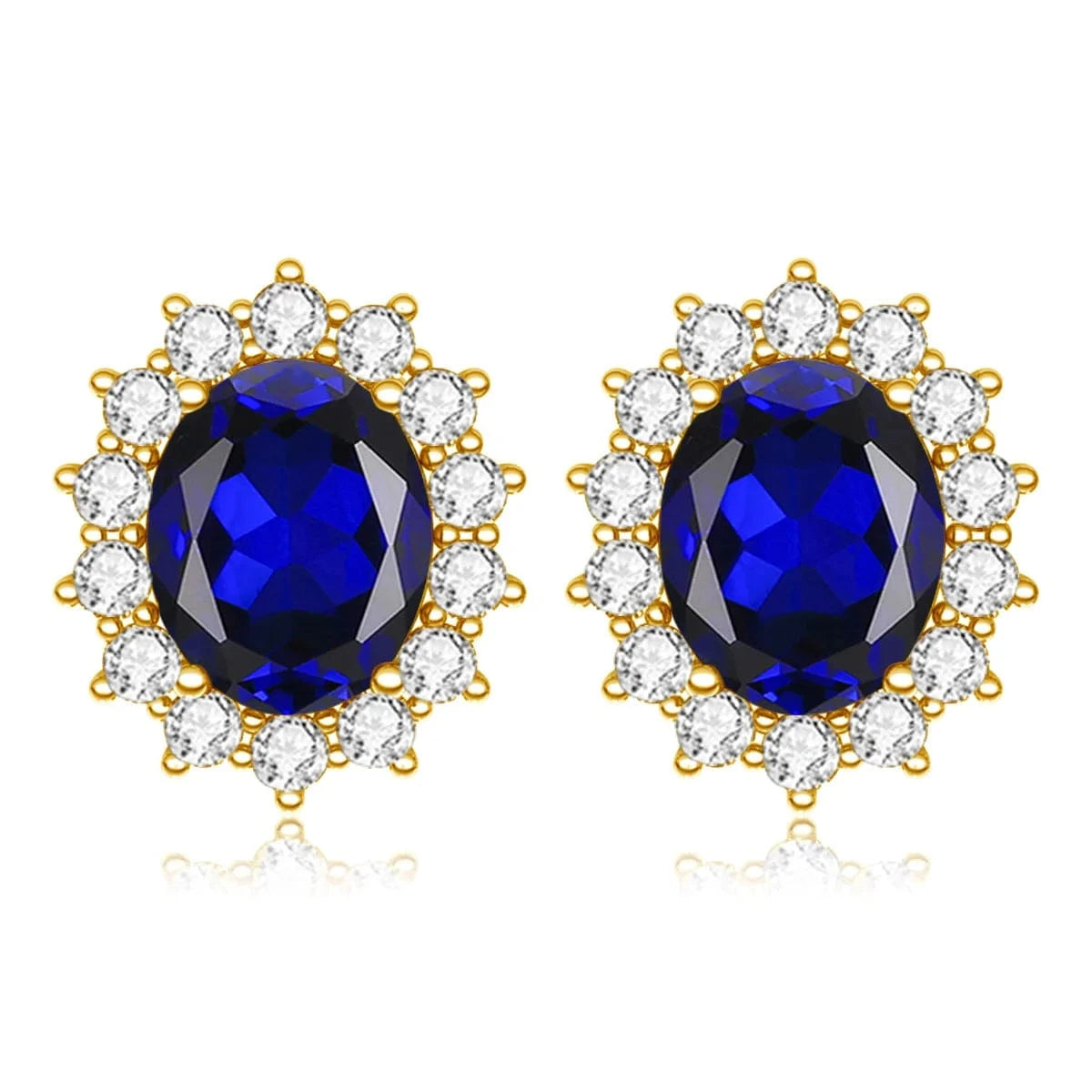 Sapphire Luxury Sterling Silver 925 Stud Earrings with Garnet Princess Diana Inspired Design for Anniversary Celebrations