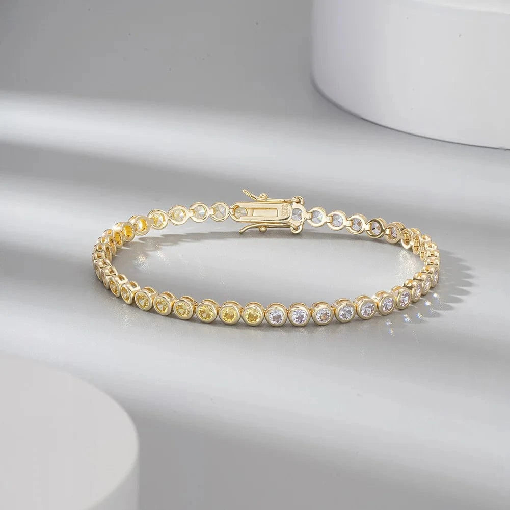SB155 RINNTIN Dropshipping 925 Silver Fine Jewelry 3.0mm Bezel Setting Round Cut CZ Tennis Bracelet for Women
