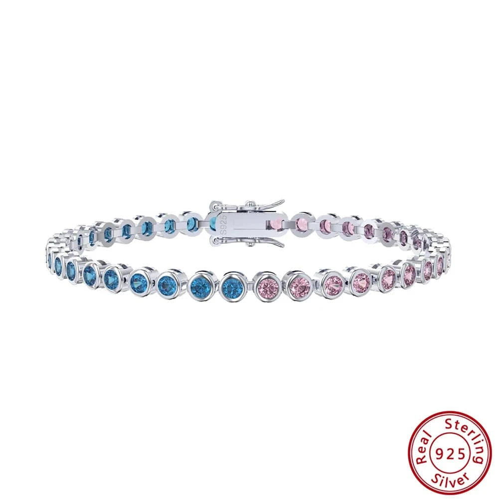 SB155 RINNTIN Dropshipping 925 Silver Fine Jewelry 3.0mm Bezel Setting Round Cut CZ Tennis Bracelet for Women