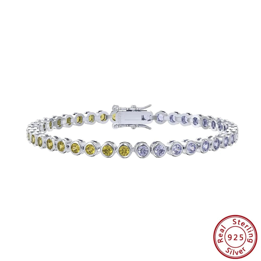 SB155 RINNTIN Dropshipping 925 Silver Fine Jewelry 3.0mm Bezel Setting Round Cut CZ Tennis Bracelet for Women