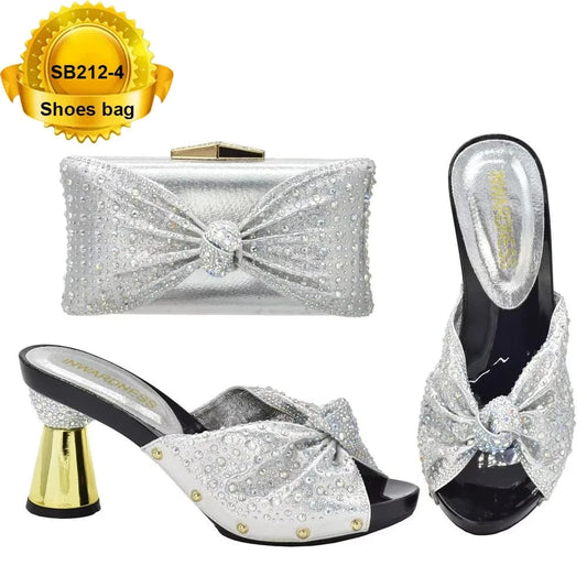 SB212 Party Rhinestone Women Clutches and Evening Bags Sandals Purple Shoes and Bag Set for wedding