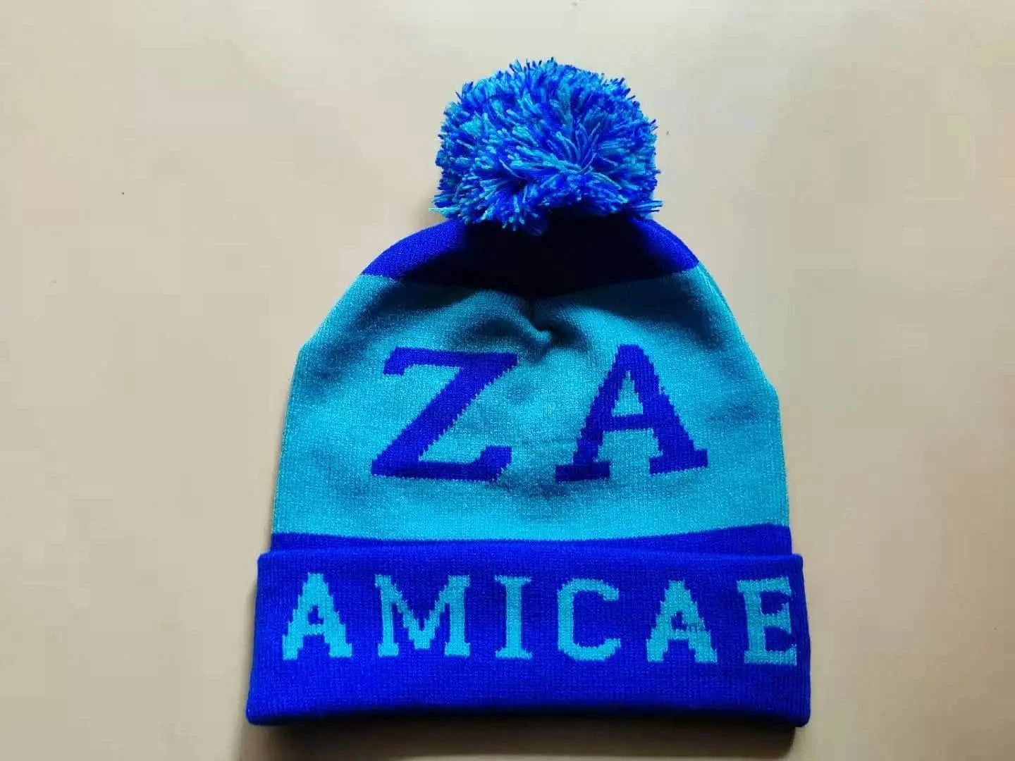 scarf hat set customized logo sport football Sorority Organization scarf Blue ZA 1948 Winter Knit Hat Zeta Amicae Scarves Beanie Sets