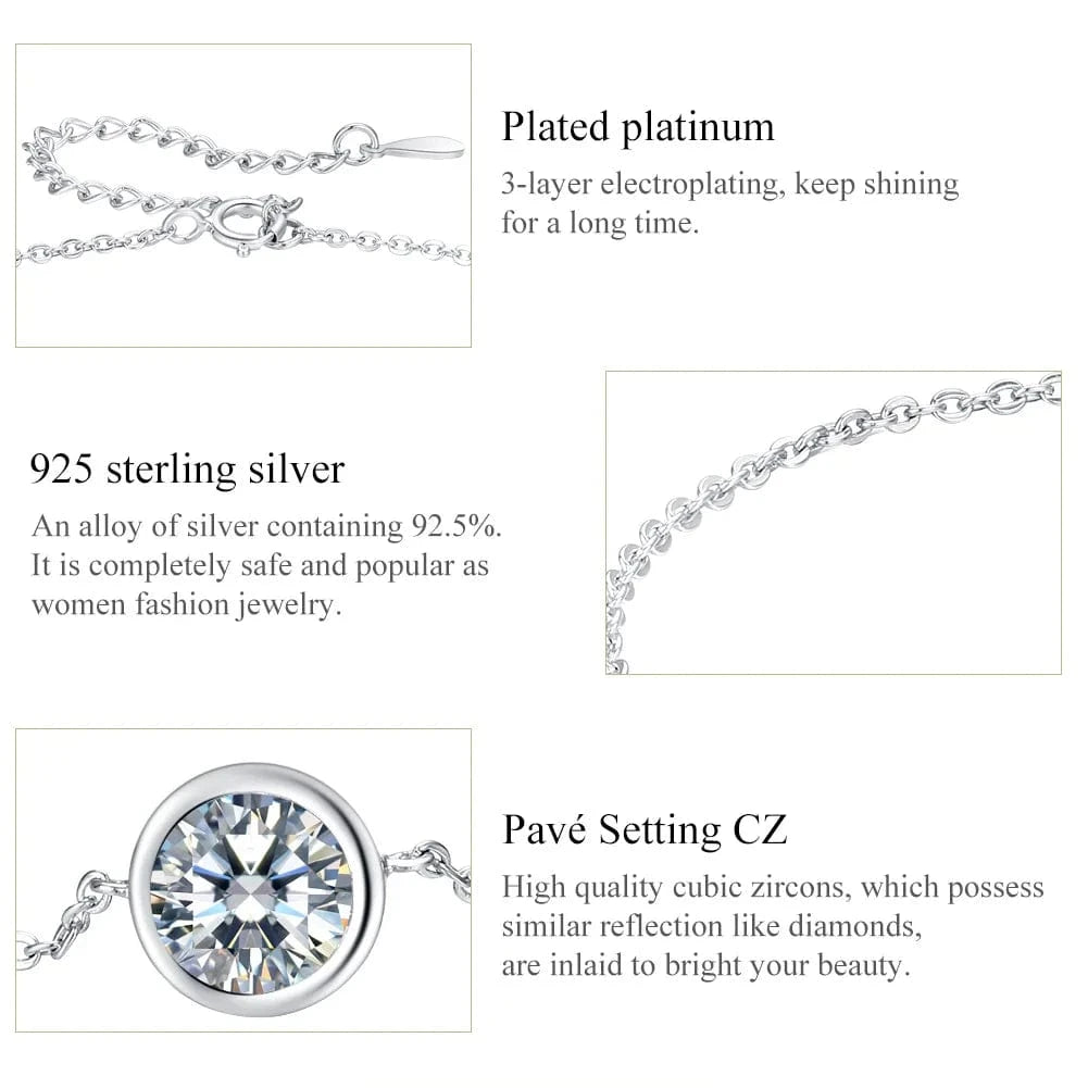 SCB157 2024 Hot Selling 100% Fine Silver Jewelry 925 Sterling Silver Clear Cubic Zircon Link Chain Women Bracelets regalo para mam