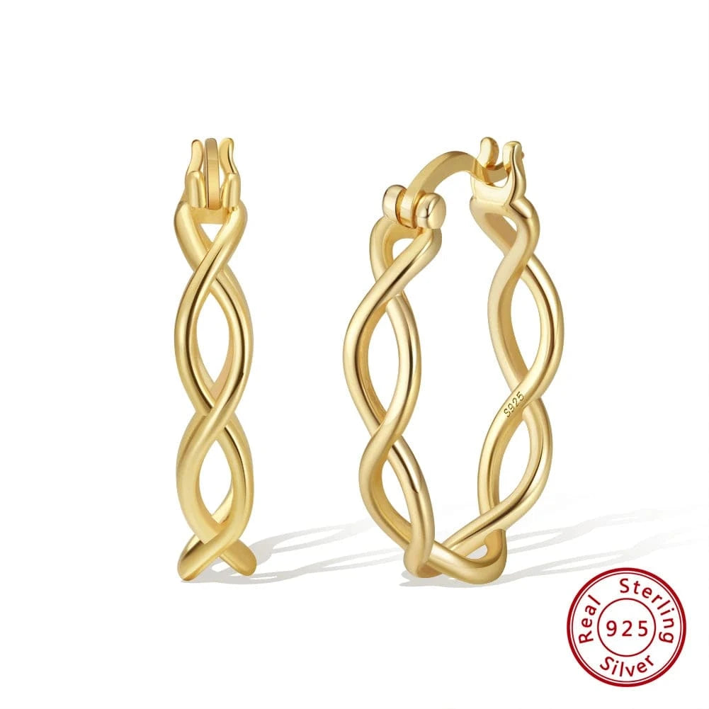 SE363(14K Gold Plated) SE363 RINNTIN Hypoallergenic 14K Gold Plated Jewelry 925 Sterling Silver Twisted Hoop Earrings  Women Jewelry for Wedding