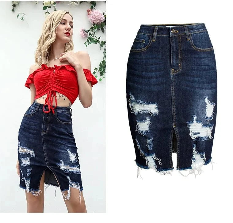 senhora saia  dame jupe en lady jean falda courte jupe dame jupe en jean  falda corta de jean azul