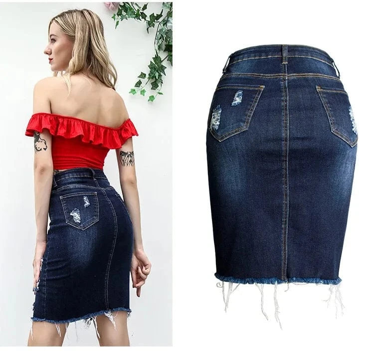 senhora saia  dame jupe en lady jean falda courte jupe dame jupe en jean  falda corta de jean azul