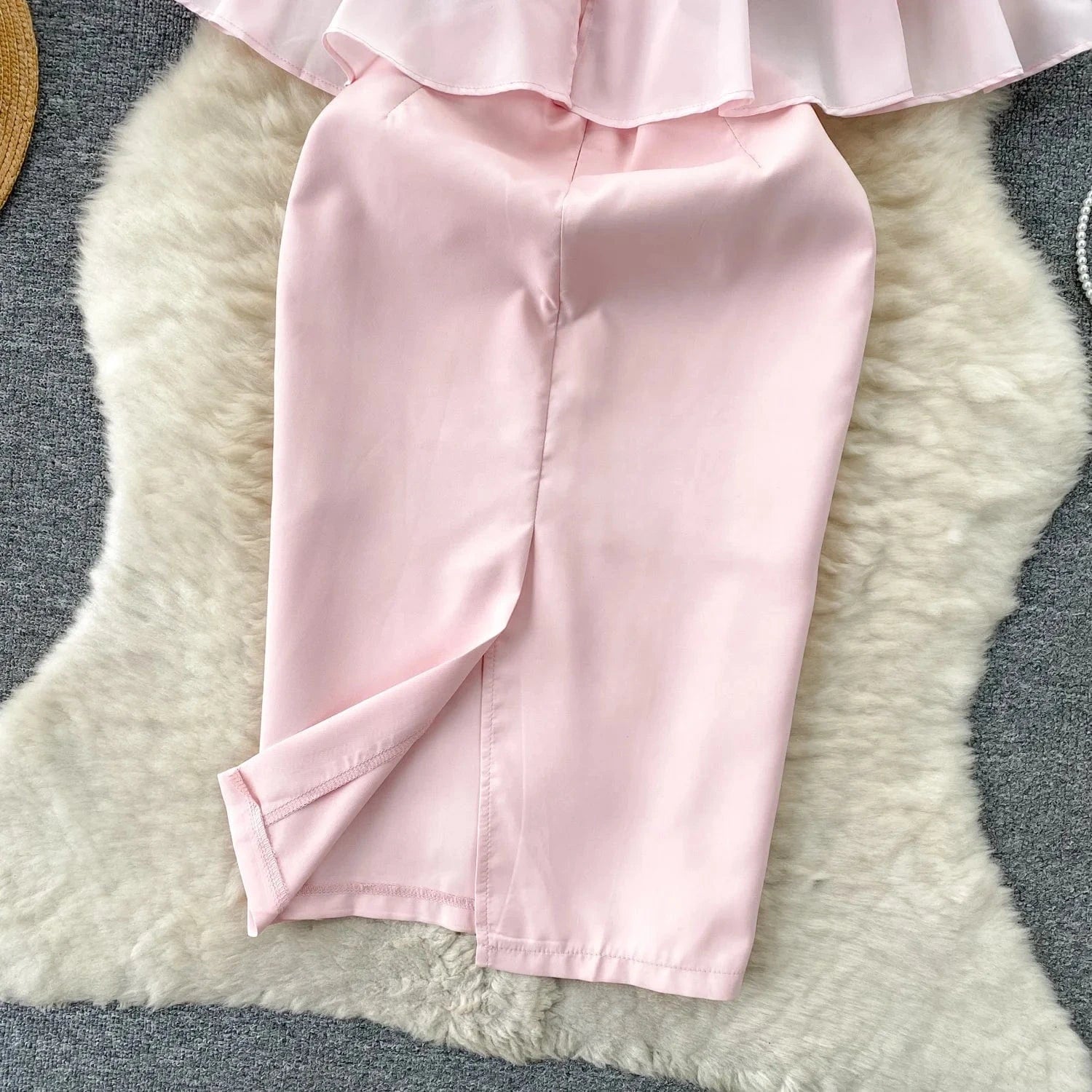 Senior Sense Of Temperament Dress Female Design Sense Ruffled Shawl Waist Slimming Two Buttock Dress