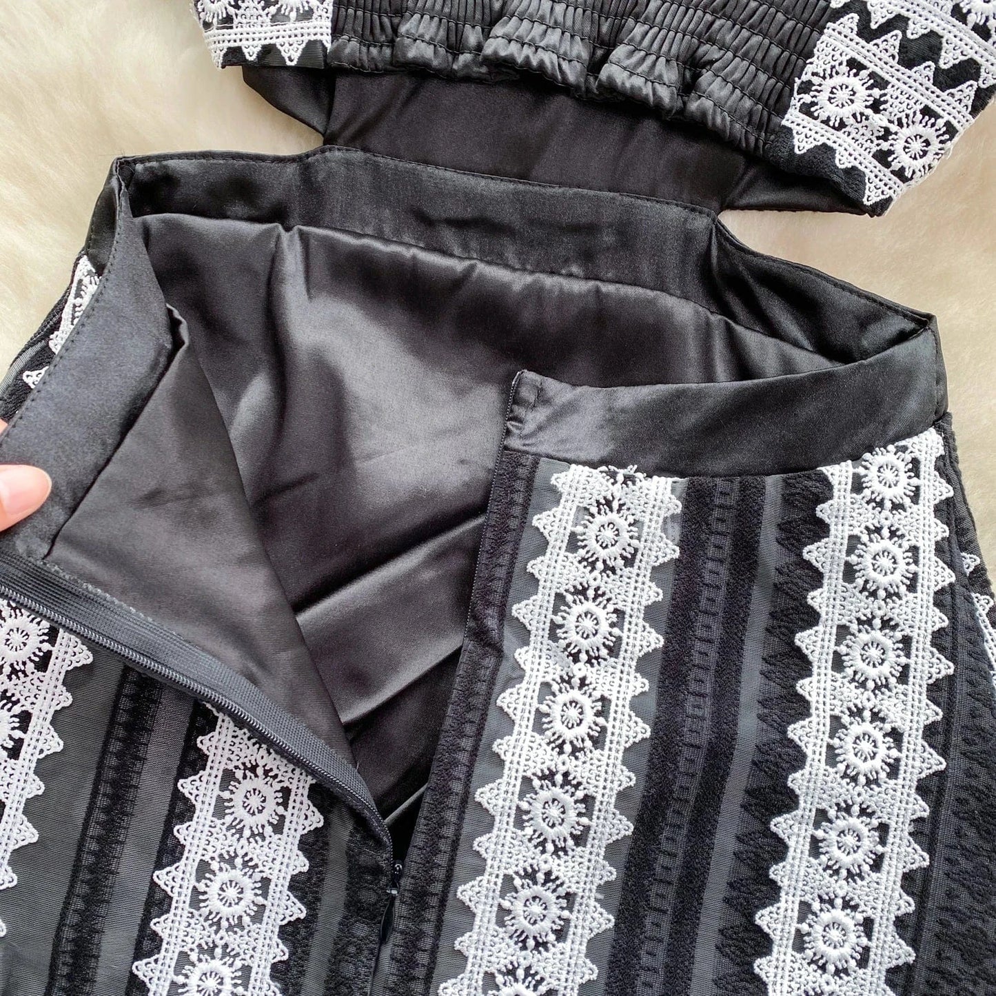 Senior Sense Wear With Sweet Lace Slip Dress Design Sense Of Color Contrast Patchwork Hollow Waist Dress Women