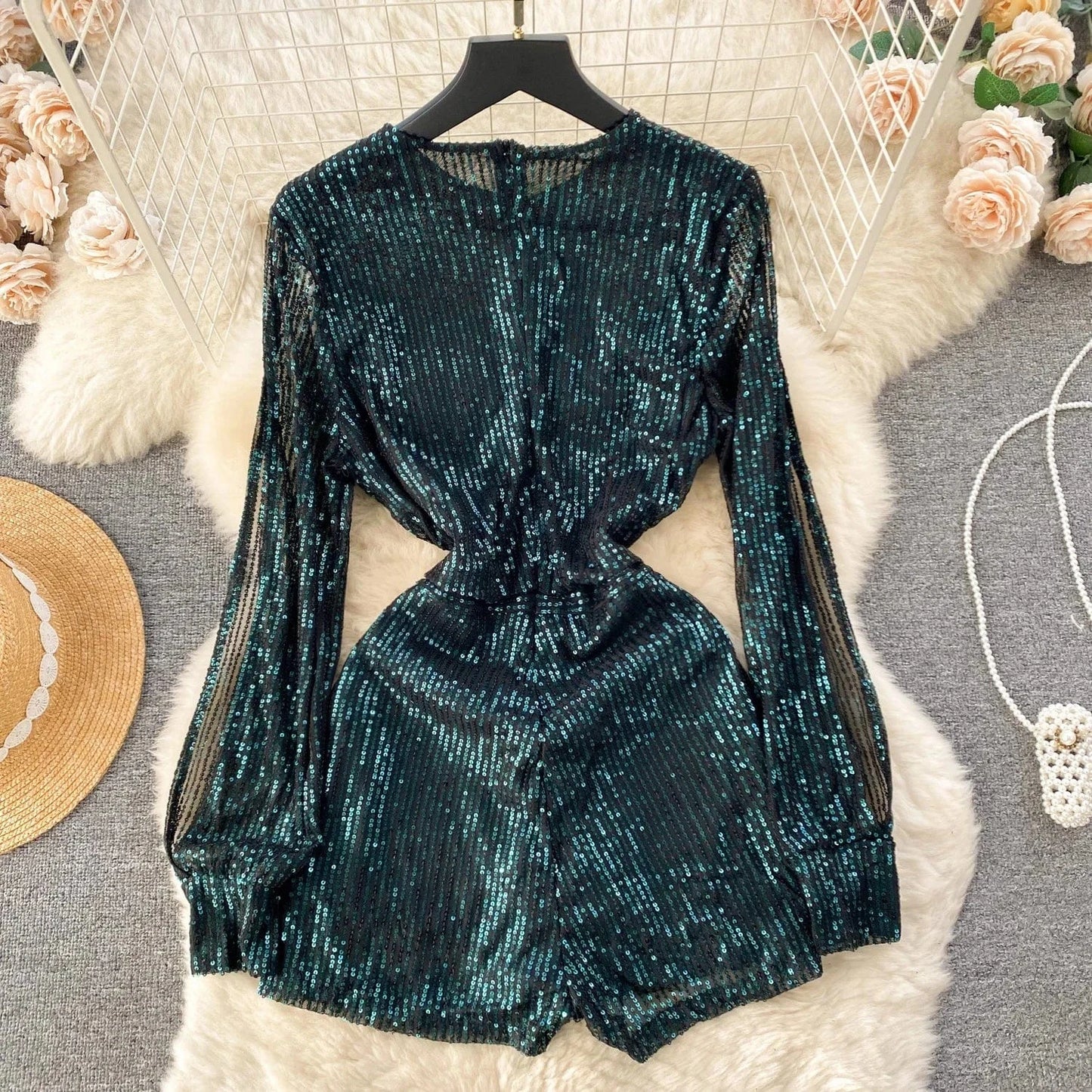 Sequin jumpsuit for women's 2024 new socialite temperament fashion dress jumpsuit