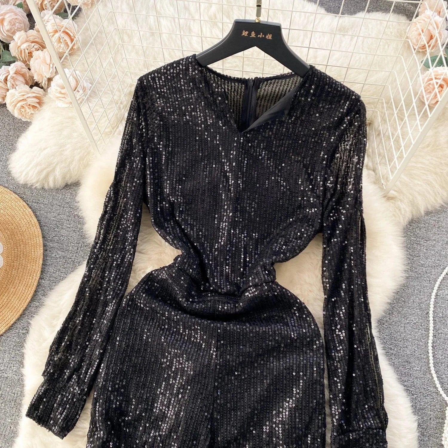 Sequin jumpsuit for women's 2024 new socialite temperament fashion dress jumpsuit