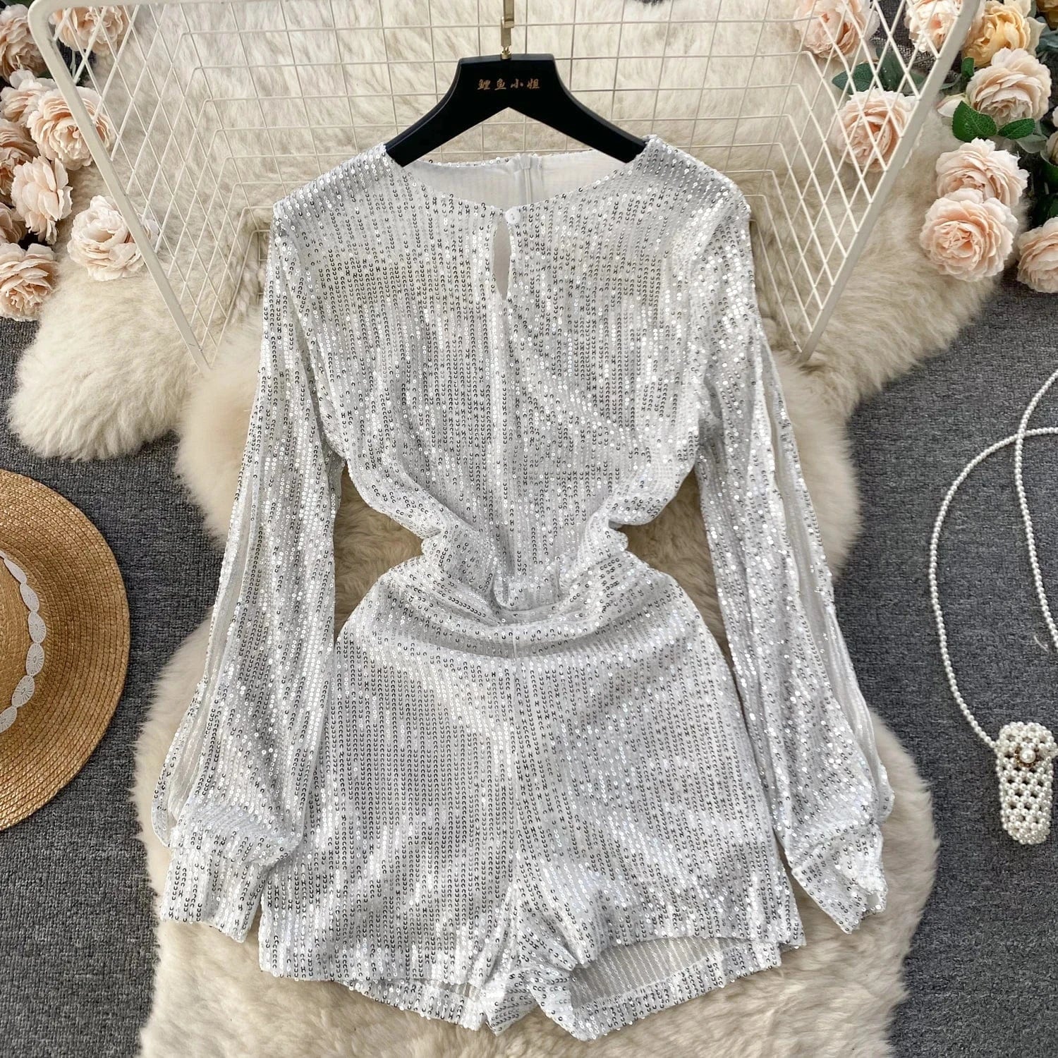 Sequin jumpsuit for women's 2024 new socialite temperament fashion dress jumpsuit