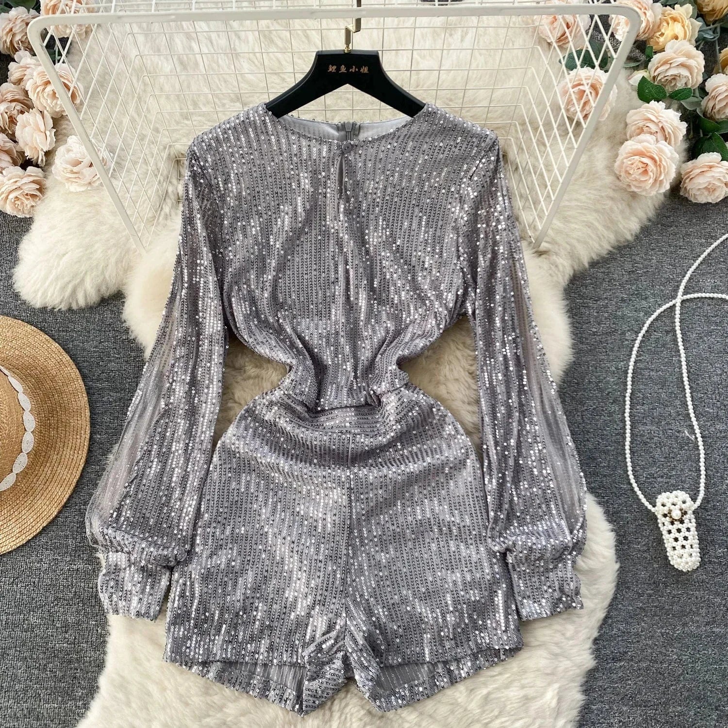 Sequin jumpsuit for women's 2024 new socialite temperament fashion dress jumpsuit