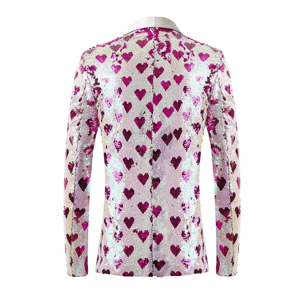 Sequins Bling Glitter Blazer Men 2024 Shawl Collar One Button Tuxedo Suits Blazer Mens Wedding Party Stage Costumes