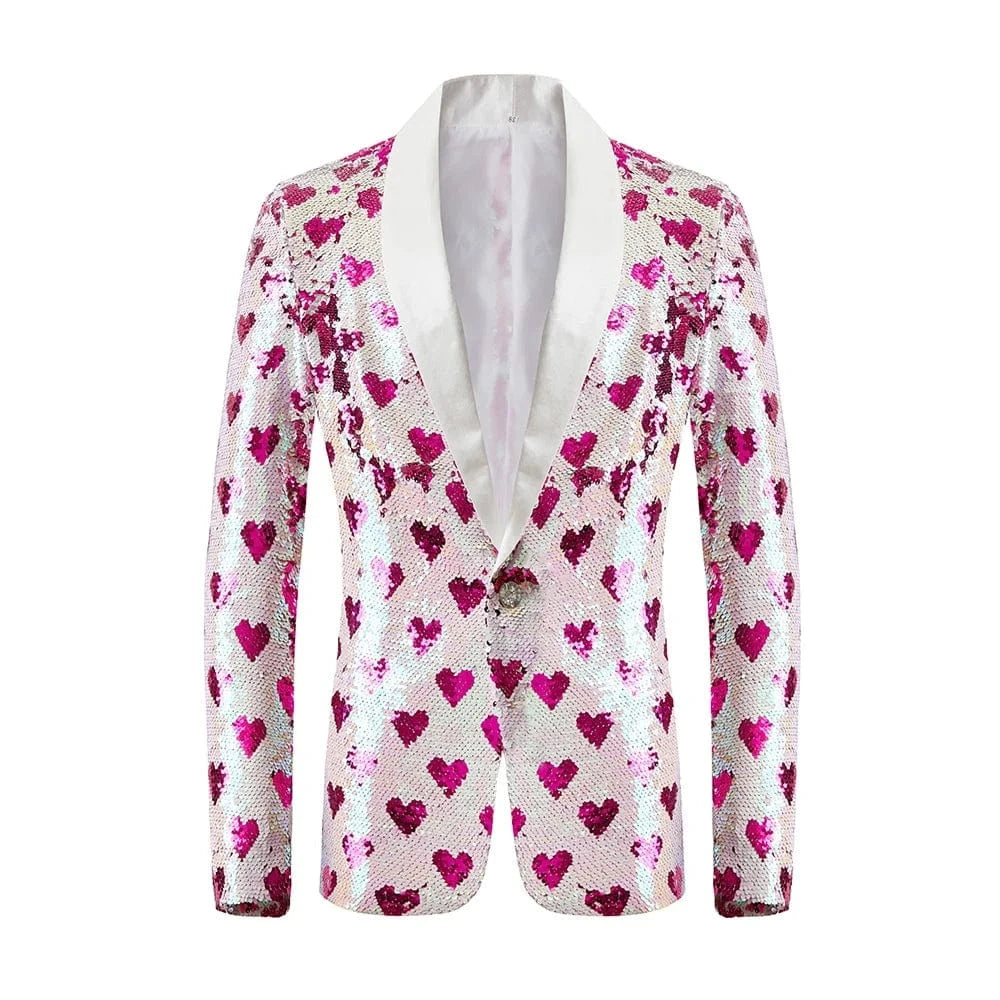 Sequins Bling Glitter Blazer Men 2024 Shawl Collar One Button Tuxedo Suits Blazer Mens Wedding Party Stage Costumes