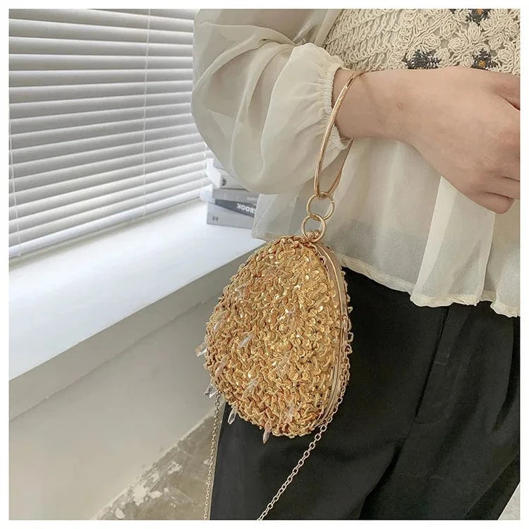 Sequins Designer Women Evening Clutch Hand Bags Round Handle Chains Luxury Shoulder Messenger Bags Ins Personality Banquet Bolsa