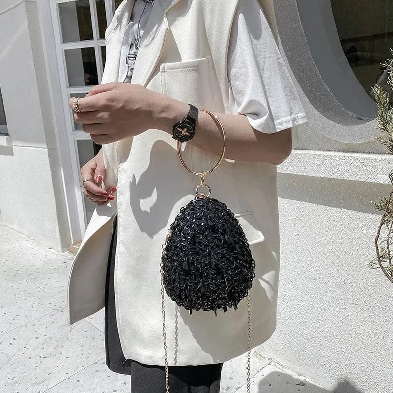 Sequins Designer Women Evening Clutch Hand Bags Round Handle Chains Luxury Shoulder Messenger Bags Ins Personality Banquet Bolsa