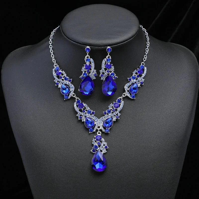 Set / C6 2PC/Set Luxury Fashion Bridal Jewelry Sets for Women Earring Necklace Set Rhinestone Crystal Wedding Necklaces Earrings