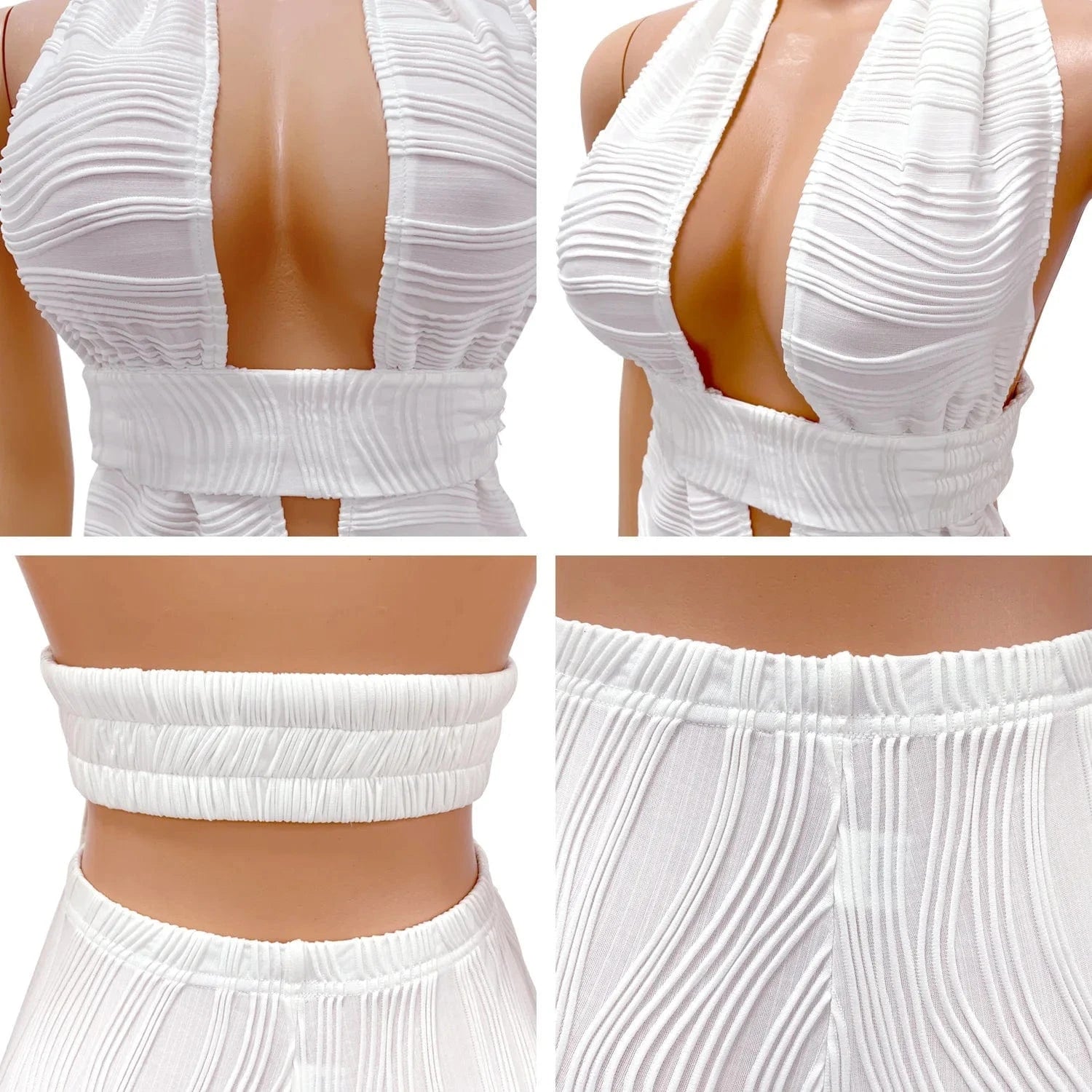 Sexy Backless Summer Solid Vest Women Sets Hollow out Shorts Two piece Set Fashion Women Summer Clothes
