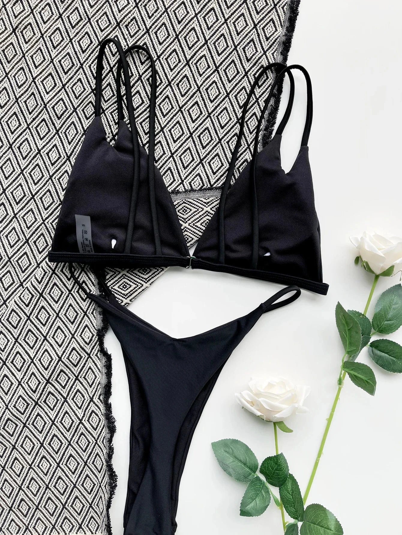 Sexy Bikini Micro Thongs Women Swimsuits High Cut Swimwear Black Biquini Bathing Suit 2024 New Double Straps Beachwear