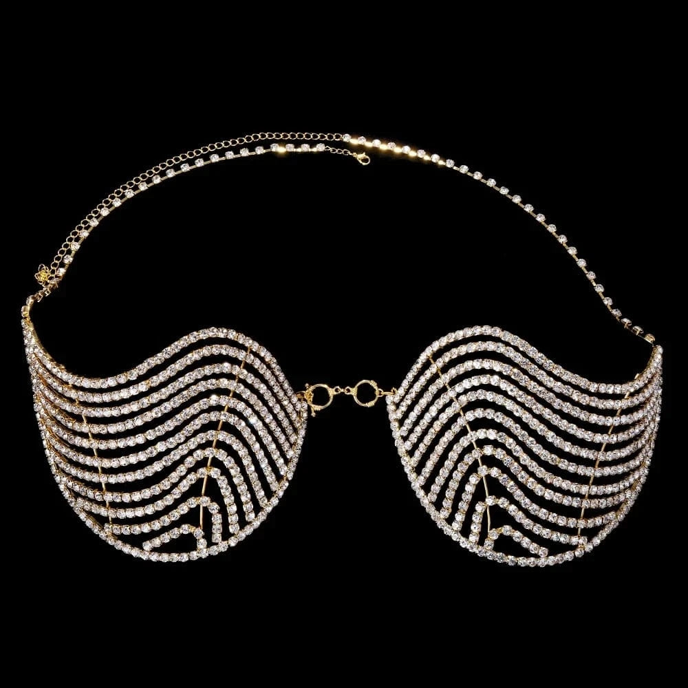 Sexy Crystal Chest Bracket Cover Breast Chain Jewelry for Women Curved Rhinestone Lingerie Bra Body Chain Wholesale