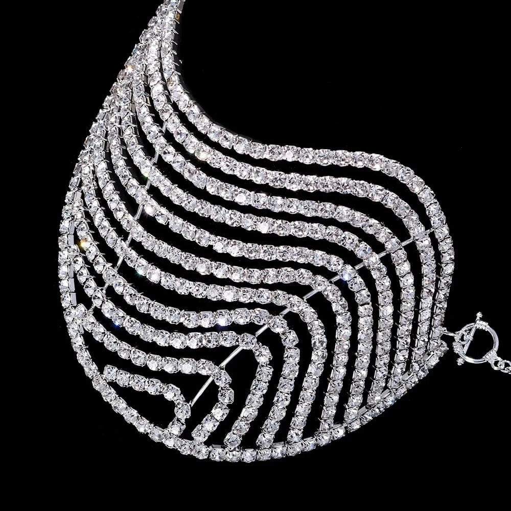 Sexy Crystal Chest Bracket Cover Breast Chain Jewelry for Women Curved Rhinestone Lingerie Bra Body Chain Wholesale
