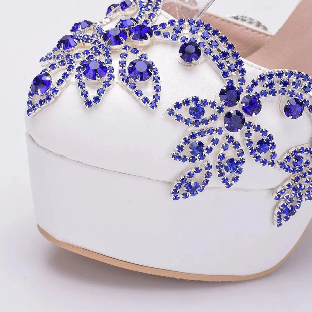 Sexy Crystal Transparent Square Heel with 9.5CM Block Heel Women Silks Rhinestone Wedding Dress Heel Sandals