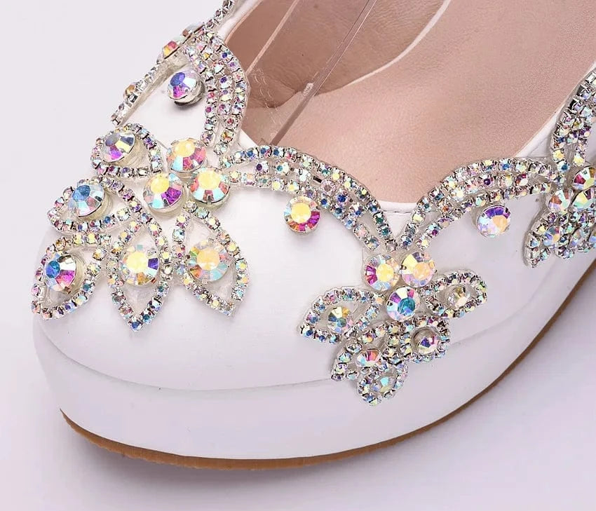 Sexy Crystal Transparent Square Heel with 9.5CM Block Heel Women Silks Rhinestone Wedding Dress Heel Sandals