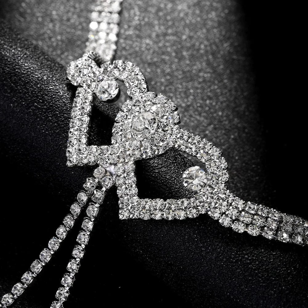 Sexy Double Heart Rhinestone Chest Bracket Bra Jewelry For Women Party Gift  Nightclub Crystal Body Chain Shiny Breast Chain