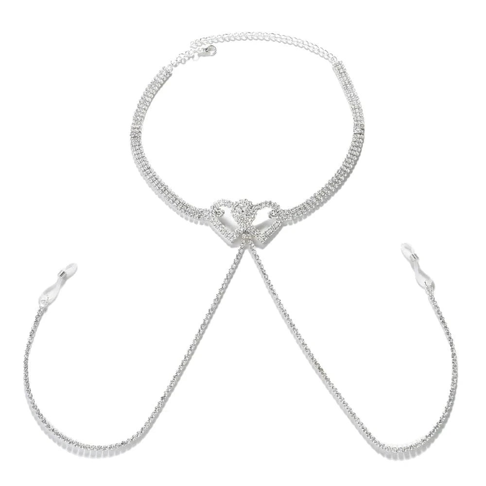 Sexy Double Heart Rhinestone Chest Bracket Bra Jewelry For Women Party Gift  Nightclub Crystal Body Chain Shiny Breast Chain