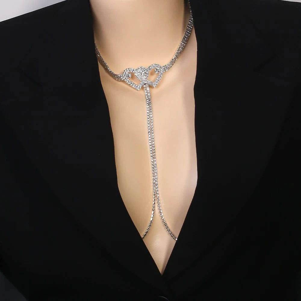 Sexy Double Heart Rhinestone Chest Bracket Bra Jewelry For Women Party Gift  Nightclub Crystal Body Chain Shiny Breast Chain