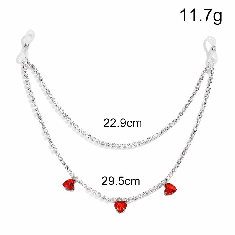 Sexy Double Layer Red Heart Rhinestone Body Chain Jewelry For Women Nightclub Party Crystal Bra Chest Chain Wholesale