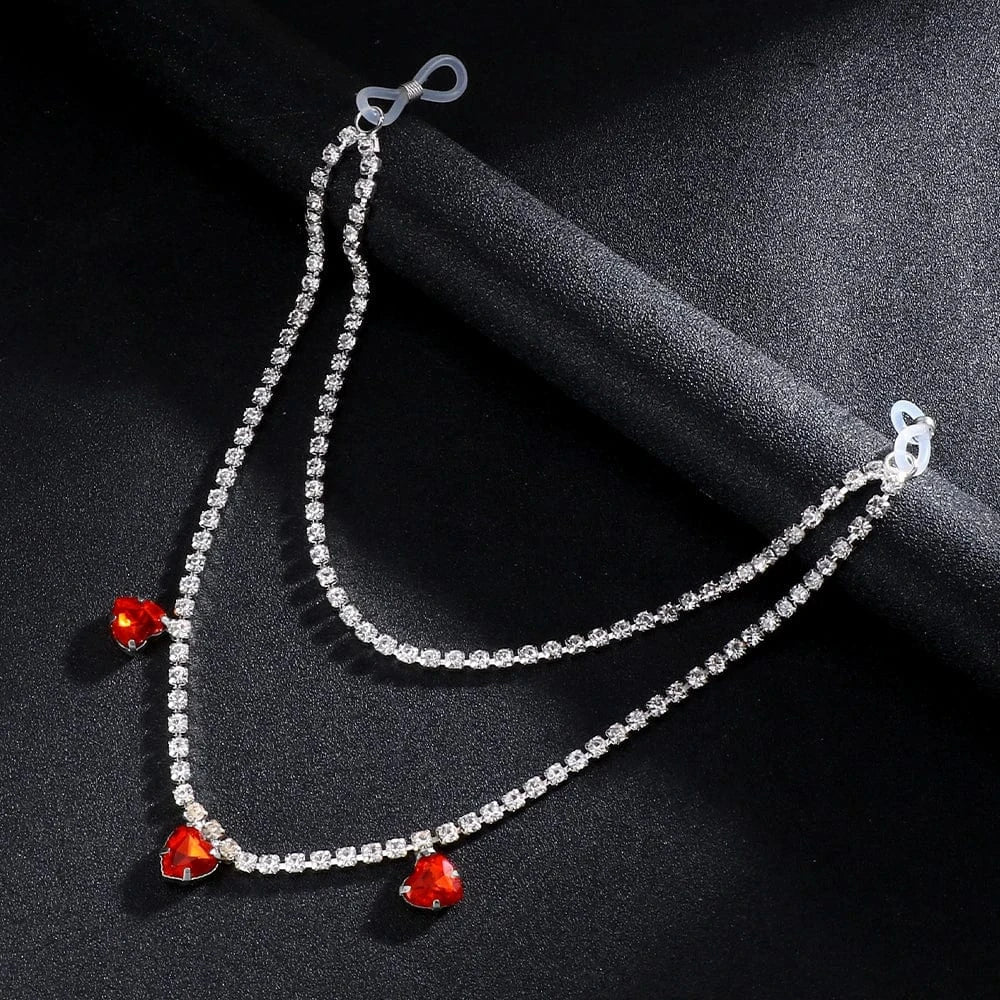 Sexy Double Layer Red Heart Rhinestone Body Chain Jewelry For Women Nightclub Party Crystal Bra Chest Chain Wholesale