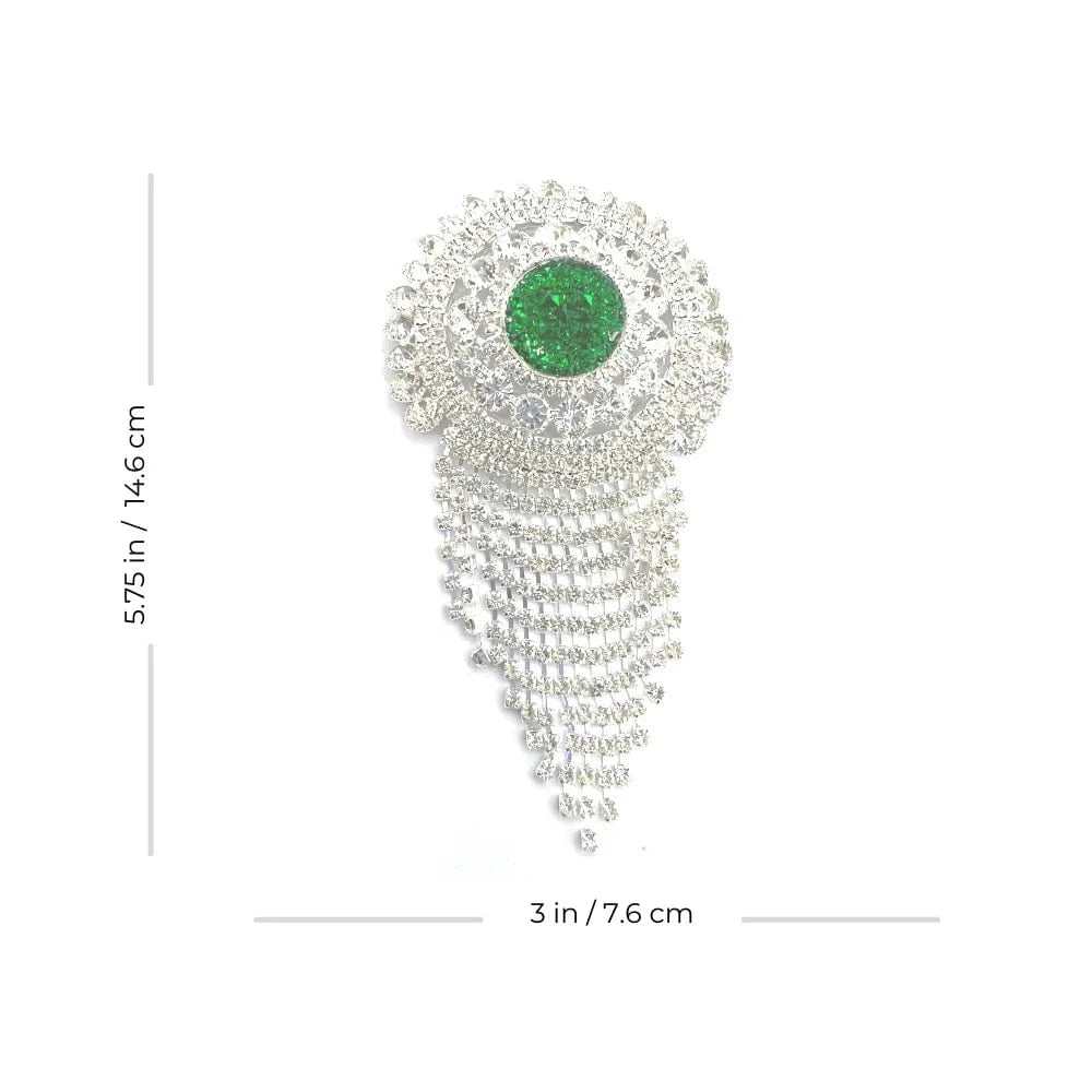 Sexy Green Rhinestone Round Shape Chest Stickers Carnival Women Tassel Bra Jewelry Nipple Stickers No Piercing Jewelry