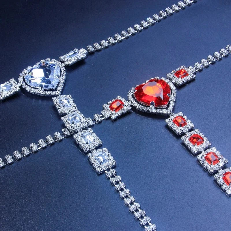 Sexy Heart Nipple Ring Crystal Body Chain Women Bra Necklace Nipple Chain Body Jewelry Non Piercing Wholesale